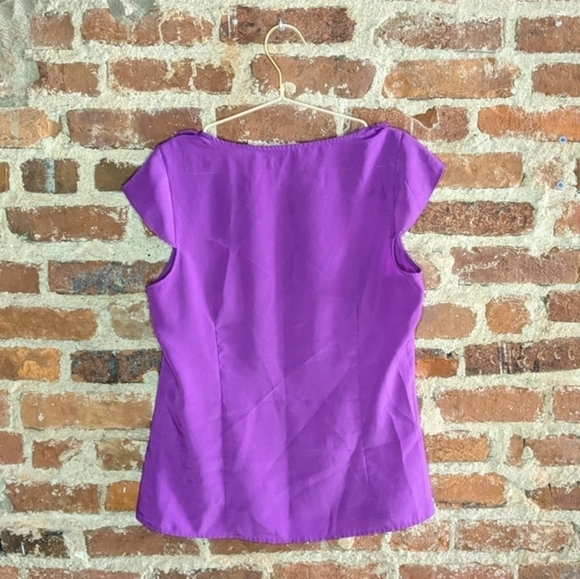 The Limited Medium Purple Cap Sleeve Blouse w/ Frayed Edge Ruffles - Picture 7 of 10